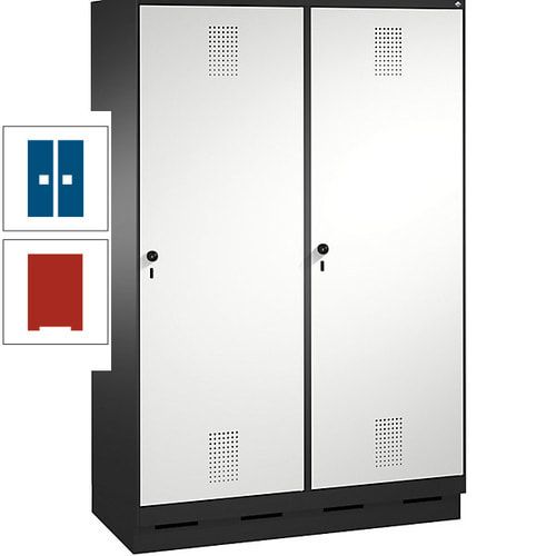 Doppel-Spind, Garderobenschrank, 2 Türen für 4 Abteile a 300 mm, Korpus anthrazitgrau, Türen anthrazitgrau, 1.800 x 1.200 x 500 mm (HxBxT)