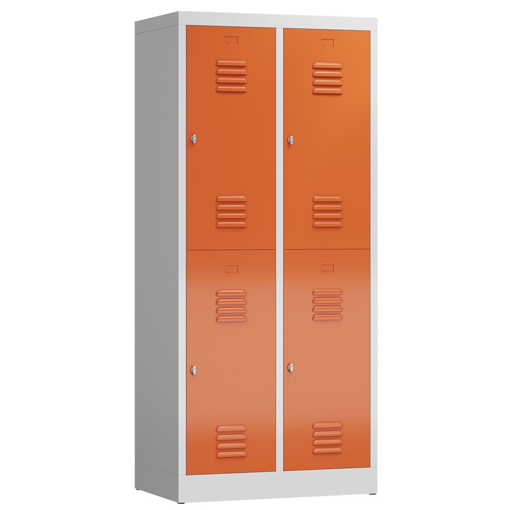 Garderobenschrank, Doppelstockspind, 2 Abteil, 4 Fächer, 1.800 x 800 x 500 mm (HxBxT), Drehriegel, Stahl, Korpus: lichtgrau, Front: anthrazitgrau