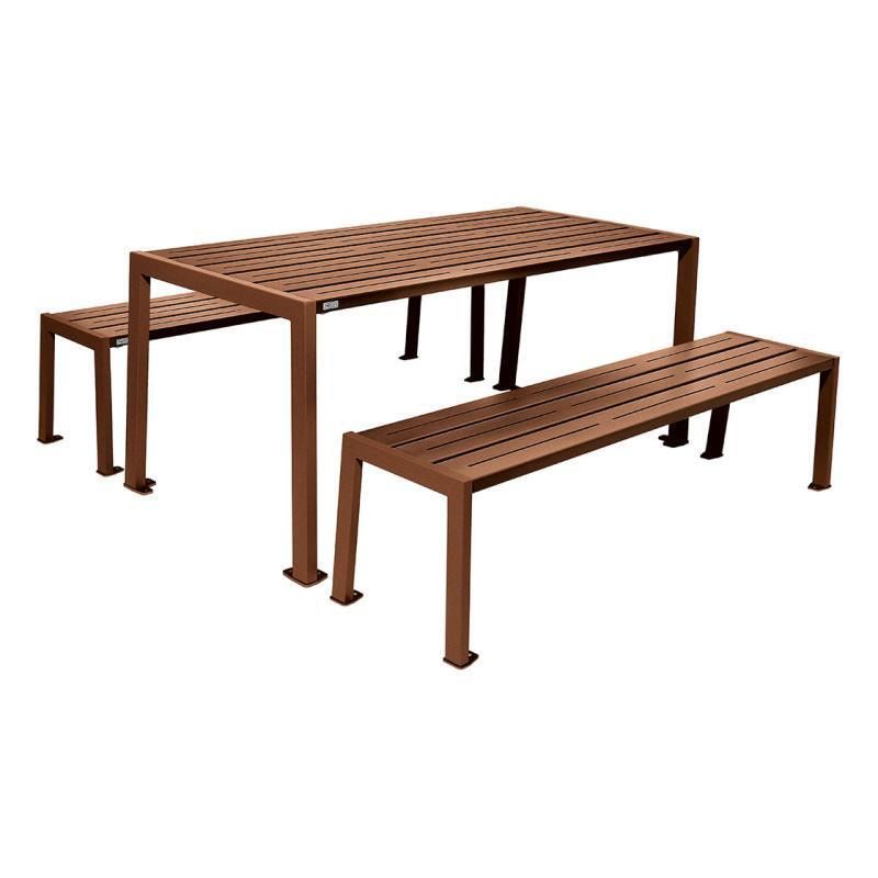Sitzgarnitur aus Stahl - verzinkt und beschichtet - 750 x 1.800 x 798 mm (HxBxT) - Farbe enzianblau