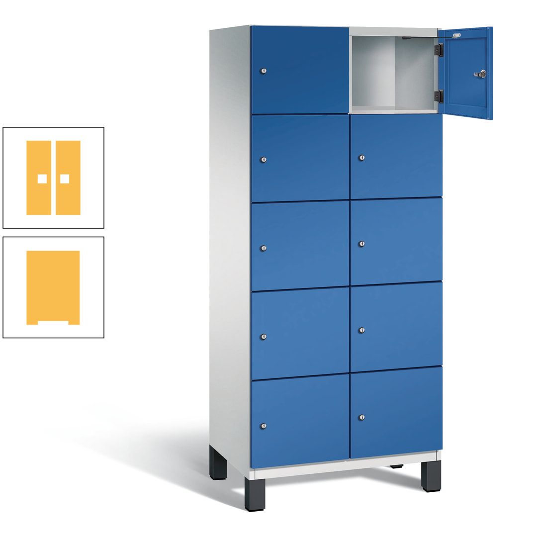 Fächerschrank, Stahlschrank, 10 Fächer, Türöffnungsbegrenzer, Füße, 1.980 x 800 x 525 mm (HxBxT), Korpus anthrazitgrau, Front anthrazitgrau