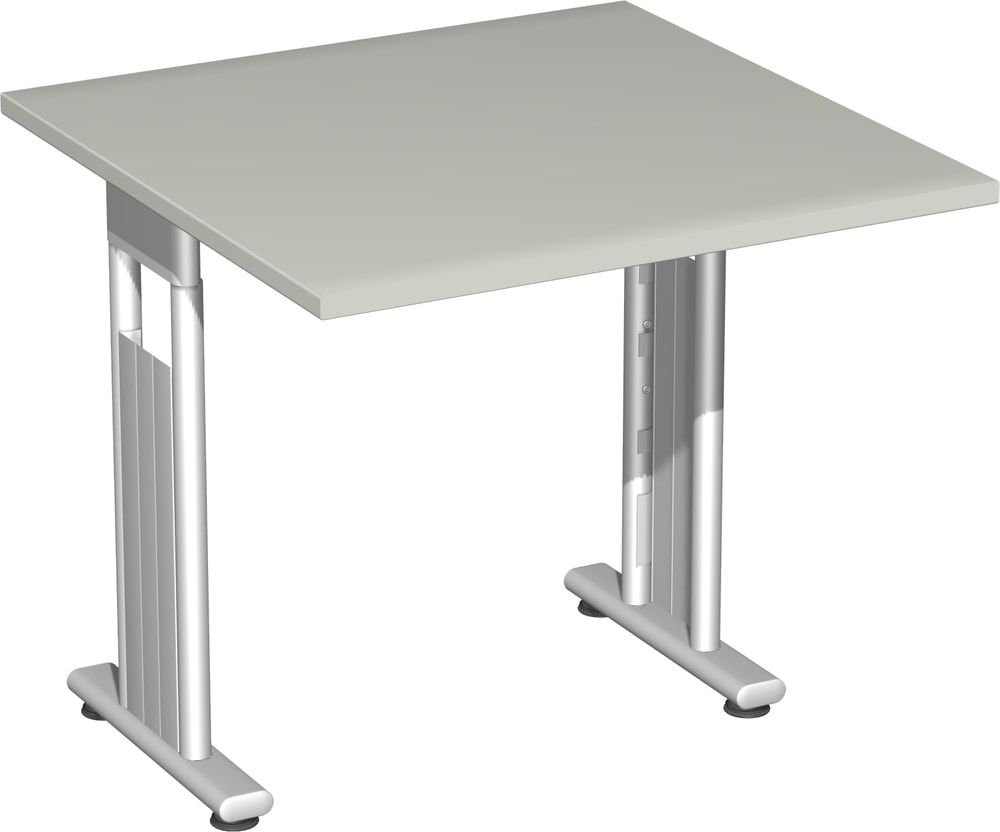 Schreibtisch mit einseitig verkürzt Füßen - C-Fuß Flex - Bürotisch - Konferenztisch - 720 x 1.200 x 800 mm (HxBxT) - Dekor Ahorn - Gestell silber