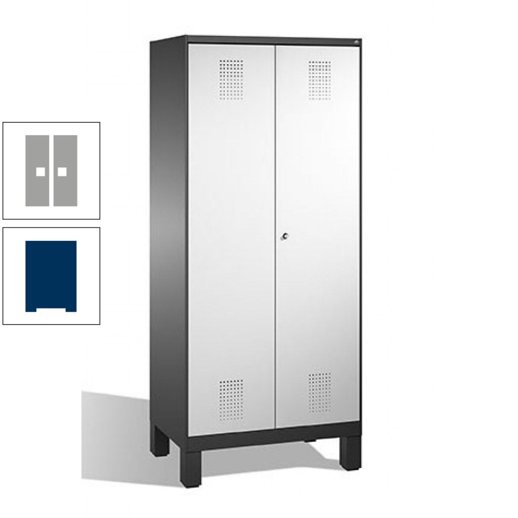 Mehrzweckschrank, Doppeltüren, auf Füßen, 2 Abteile a 400 mm, Korpus anthrazitgrau, Tür anthrazitgrau, 1.850 x 800 x 500 mm (HxBxT)