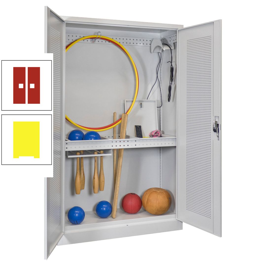 Sportschrank - Lochfeldtüren - Variante 1 - 1.950x1.200x500 mm (HxBxT) - anthrazitgrau