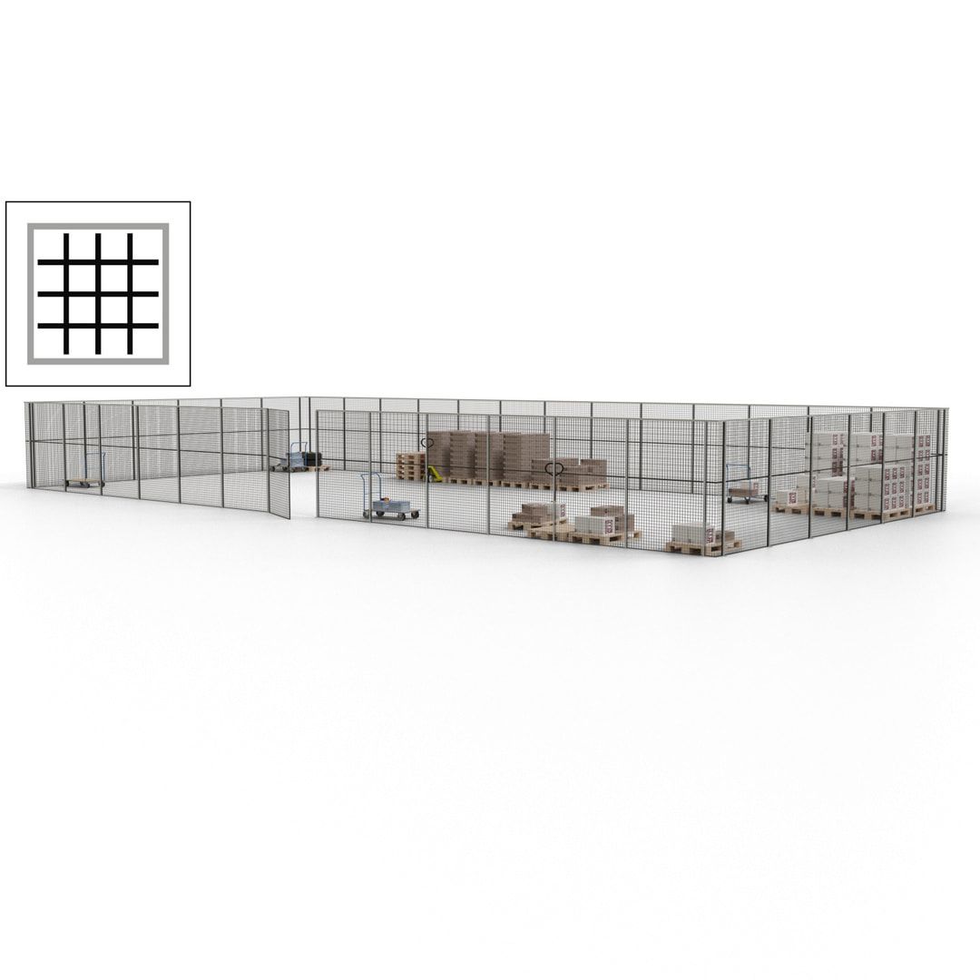Maschinen Schutzgitter - Hallentrennwand - Sicherheitszaun - Tür - 57 m - 2.200 x 19.900 x 9.400 mm (HxBxT) - enzianblau