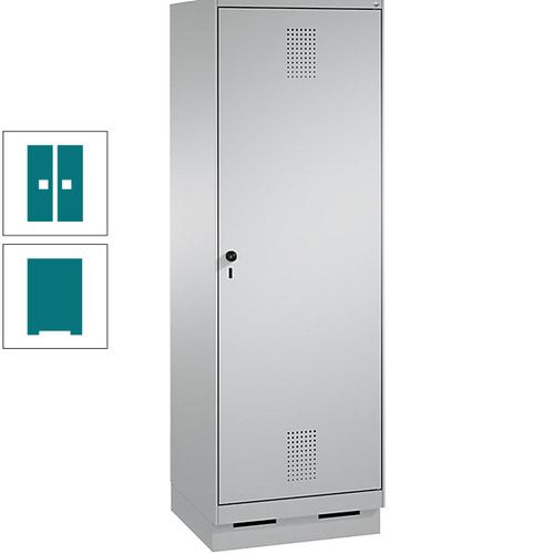Doppel-Spind, Garderobenschrank, 1 Tür für 2 Abteile a 300 mm, Korpus anthrazitgrau, Türen anthrazitgrau, 1.800 x 600 x 500 mm (HxBxT)