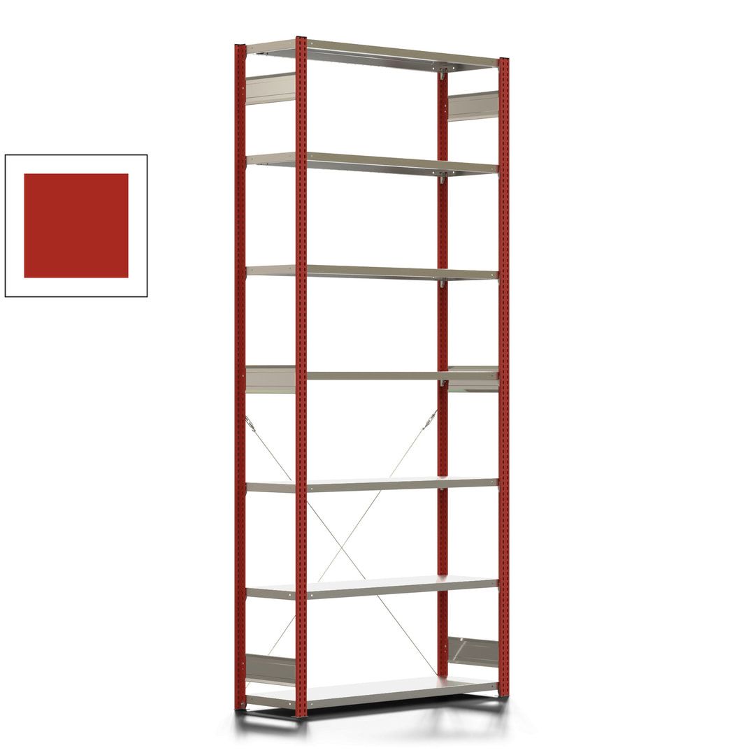 Fachbodenregal mit Tiefenriegel - 350 kg - 3.000 x 1.285 x 426 mm (HxBxT) - Anbauregal - 7 Böden - enzianblau - Lagerregal - Steckregal BERT