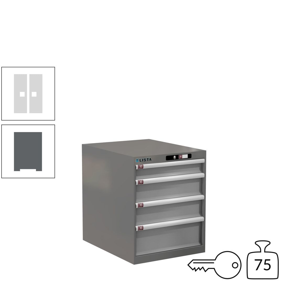 Lista Schubladenschrank - 14.350.010 - 700x564x725 mm (HxBxT) - 4 Schubladen - 75 kg - Key Lock - lichtblau (RAL 5012)