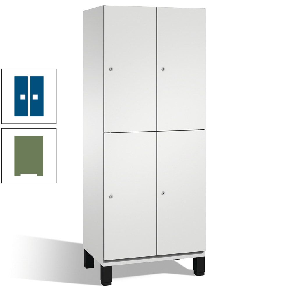 Fächerschrank, Stahlschrank, doppelstöckig, 4 Fächer, Füße, Korpus anthrazitgrau, Tür anthrazitgrau, 1.980 x 600 x 525 mm (HxBxT)