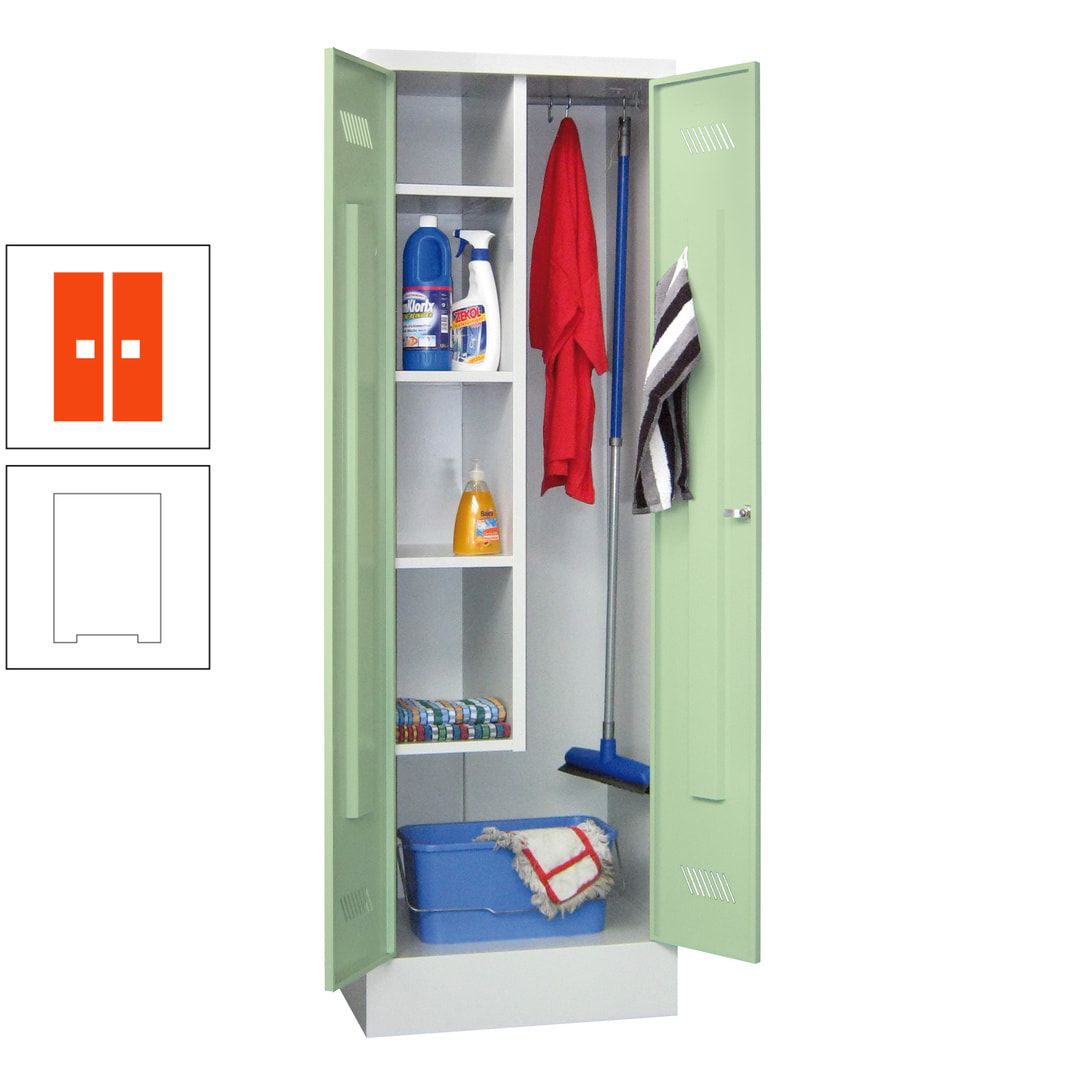 Putzschrank mit Sockel - 1 Abteil mit Trennwand - 1.850x600x500 mm (HxBxT) - Drehriegel - anthrazitgrau