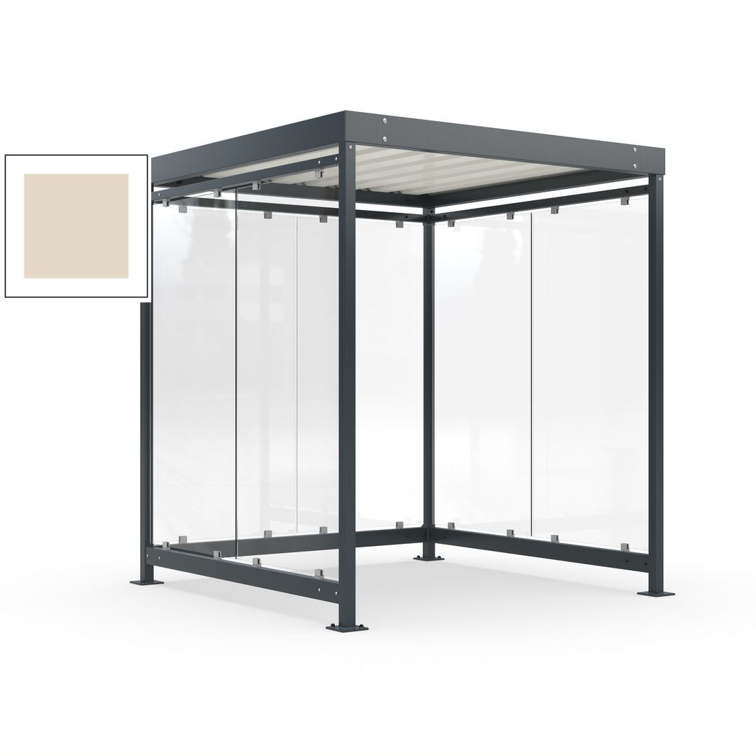 Raucherunterstand, Bushaltestelle, Bausatz, 6-7 Personen, 6 Wände, 2.510 x 2.165 x 2.165 mm (HxBxT), Achatgrau