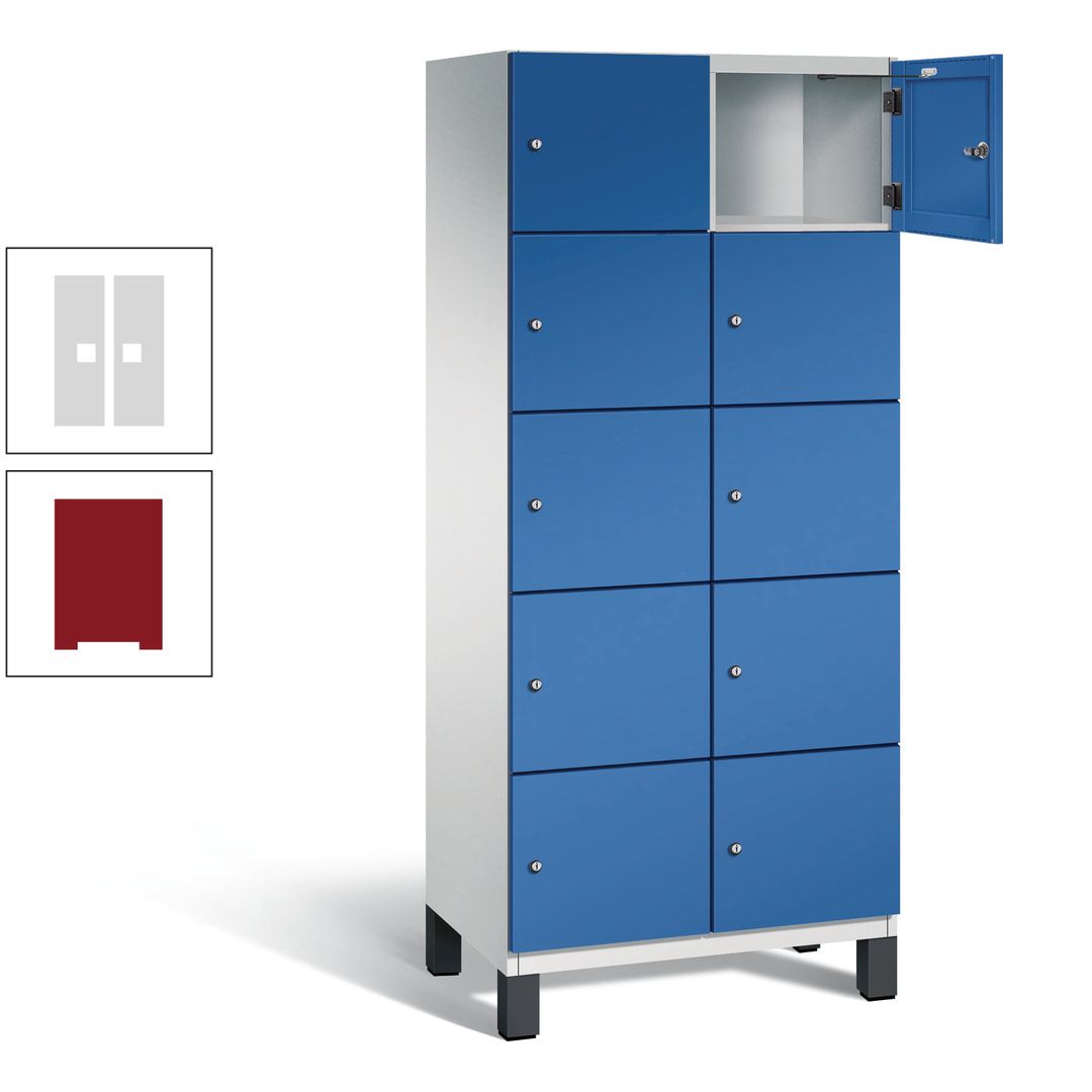Fächerschrank, Stahlschrank, 10 Fächer, Türöffnungsbegrenzer, Füße, 1.980 x 800 x 525 mm (HxBxT), Korpus anthrazitgrau, Front anthrazitgrau