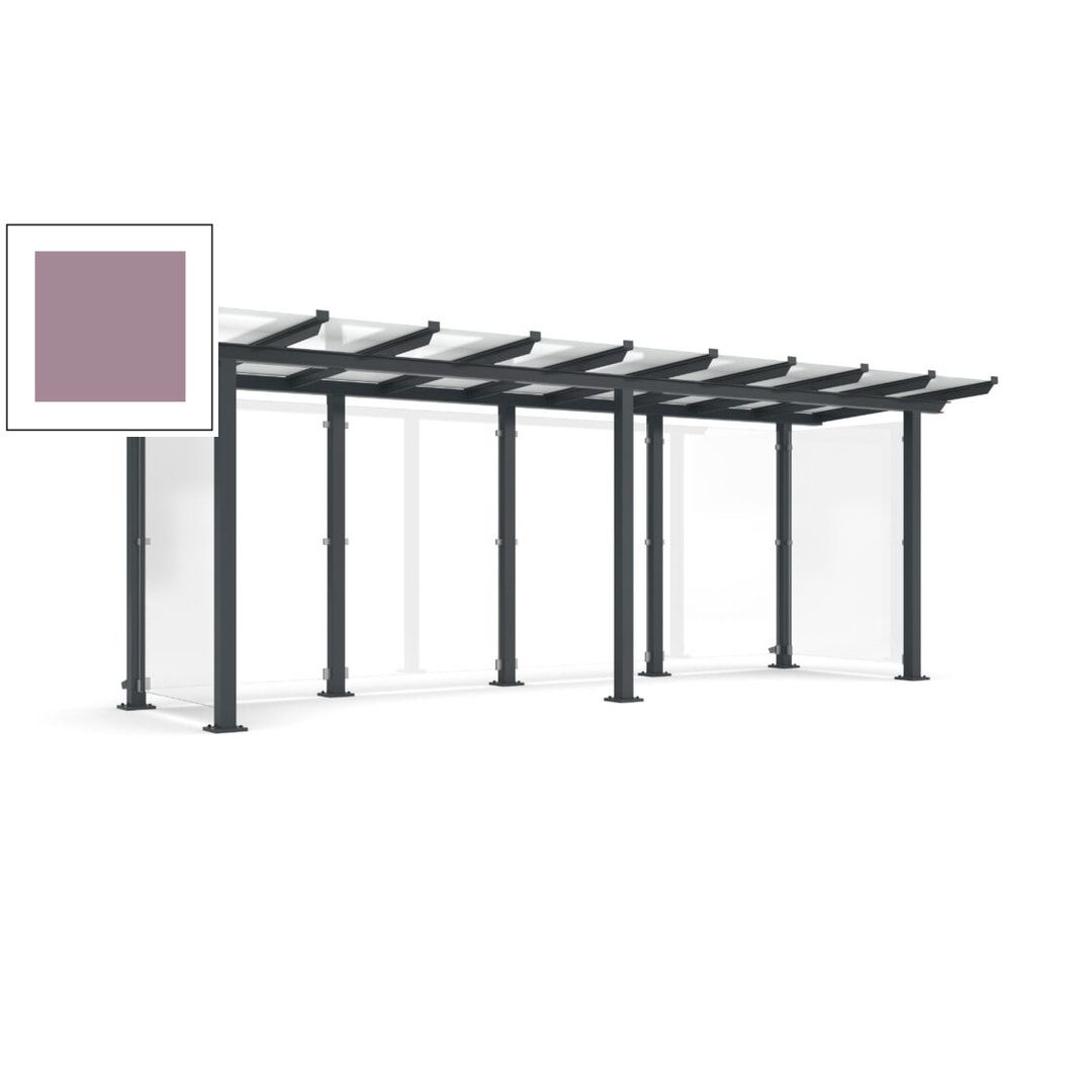 Unterstand mit Pultdach und Sicherheitsglas - feuerverzinkt und farbbeschichtet - 2.435 x 6.850 x 2.090 (HxBxT) - Farbe Achatgrau