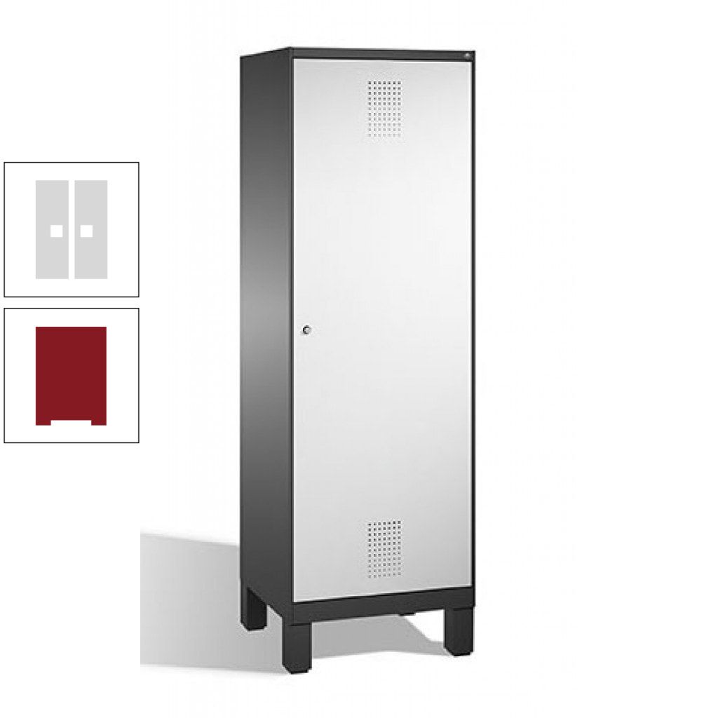 Doppel-Spind, Garderobenschrank, 1 Tür für 2 Abteile a 300 mm, Korpus anthrazitgrau, Türen anthrazitgrau, 1.850 x 600 x 500 mm (HxBxT)