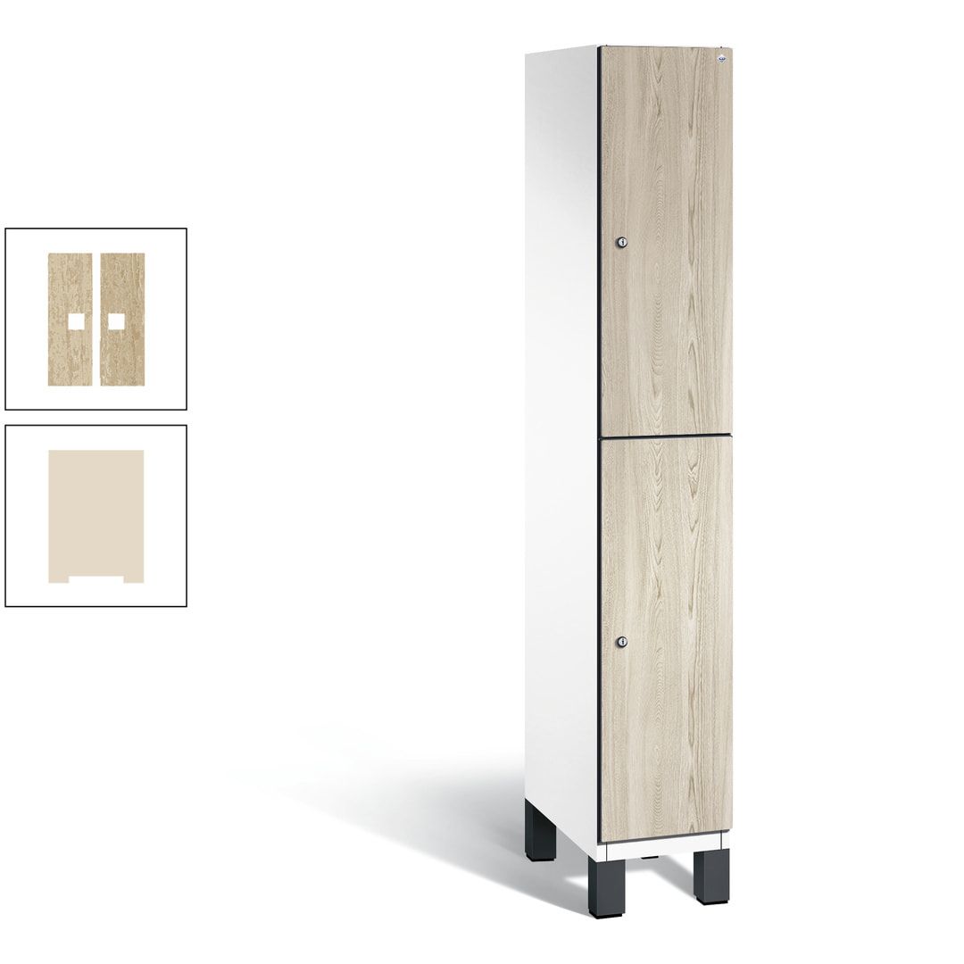 Fächerschrank, Garderobenschrank, mit Füßen, 1 Abteile, 1.980 x 300 x 525 mm (HxBxT), Korpus anthrazitgrau, Tür Donau-Ahorn