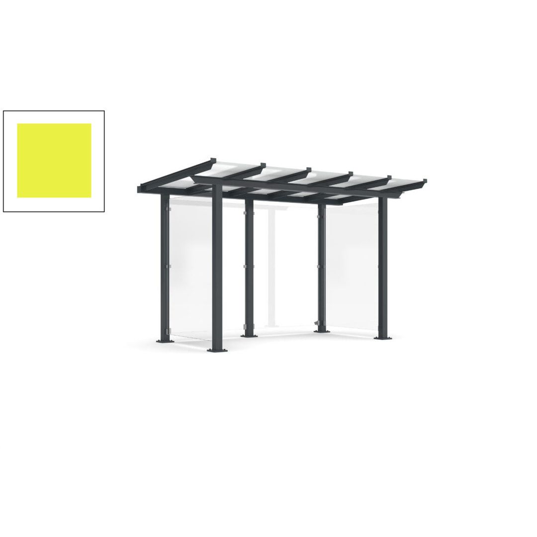 Unterstand mit Pultdach und Sicherheitsglas - feuerverzinkt und farbbeschichtet - 2.435 x 3.850 x 2.090 (HxBxT) - Farbe Achatgrau