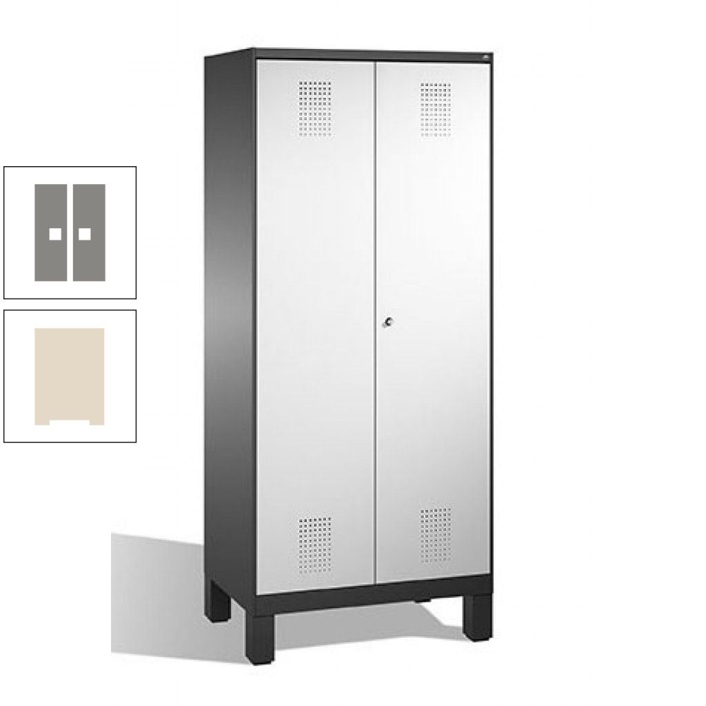 Mehrzweckschrank, Doppeltüren, auf Füßen, 2 Abteile a 400 mm, Korpus anthrazitgrau, Tür anthrazitgrau, 1.850 x 800 x 500 mm (HxBxT)