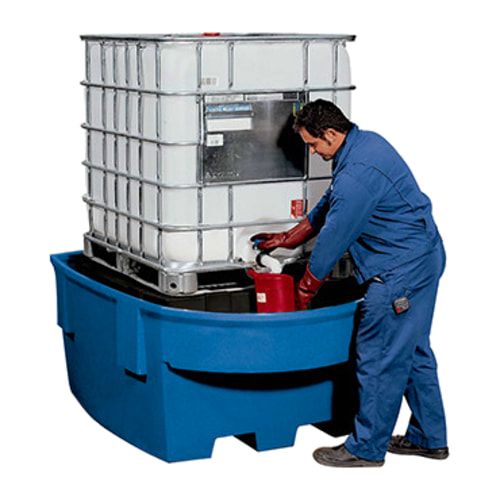 PE - IBC-Station - Auffangwanne - 1 x 1.000 l IBC - Traglast 2.000 kg - 760 x 1.380 x 1.580 mm (HxBxT) - Einfahrtaschen