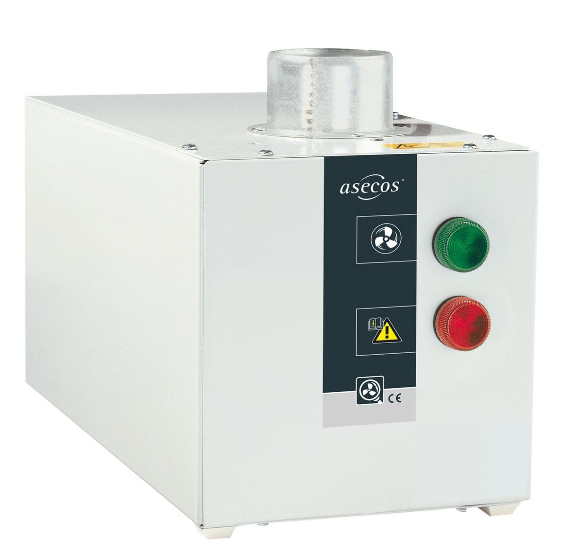 Entlüftungsaufsatz für Asecos Sicherheitsschränke, 230 V, 45 W, 35 dB, 30 Hz, geräuscharm, 200 x 400 x 200 mm (HxBxT)