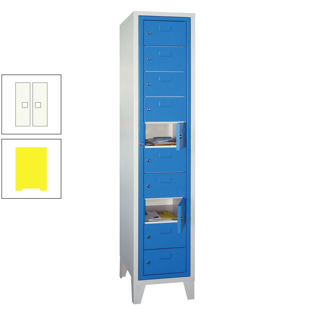 Schließfachschrank - Wäscheausgabeschrank - 10 Fächer a 315 mm - 1.850x400x500 mm (HxBxT) - Füße - Zylinderschloss - anthrazitgrau