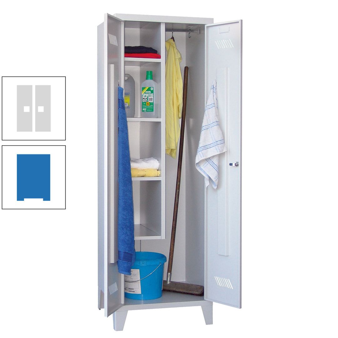 Putzschrank mit Füßen - 1 Abteil mit Trennwand - 1.850x600x500 mm (HxBxT) - Drehriegel - anthrazitgrau