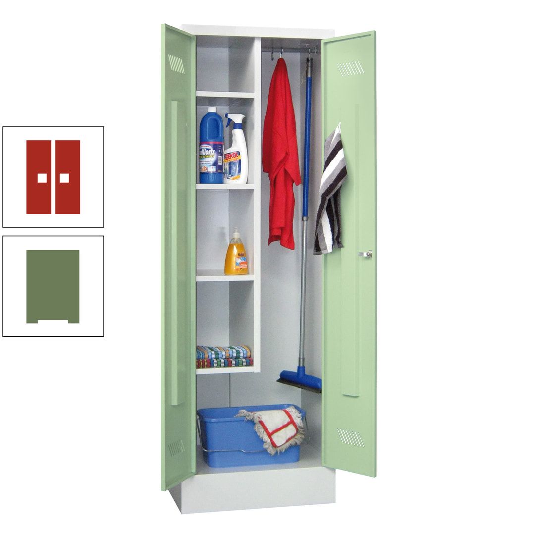 Putzschrank mit Sockel - 1 Abteil mit Trennwand - 1.850x600x500 mm (HxBxT) - Drehriegel - anthrazitgrau
