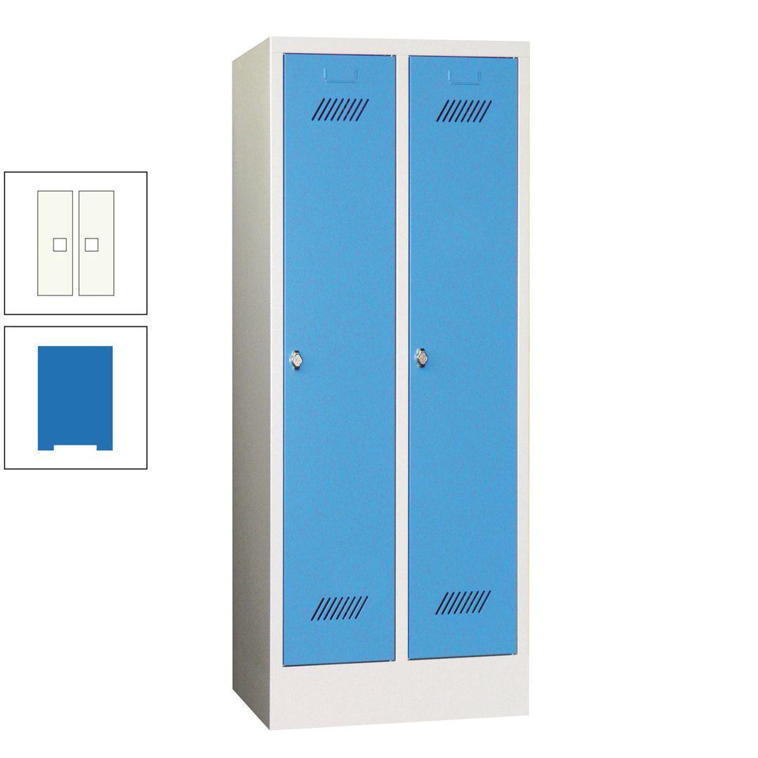 Spindschrank f. Schulen - mit Sockel - Höhe 1.600 mm - 2 Abteile a 300 mm - Drehriegel - anthrazitgrau