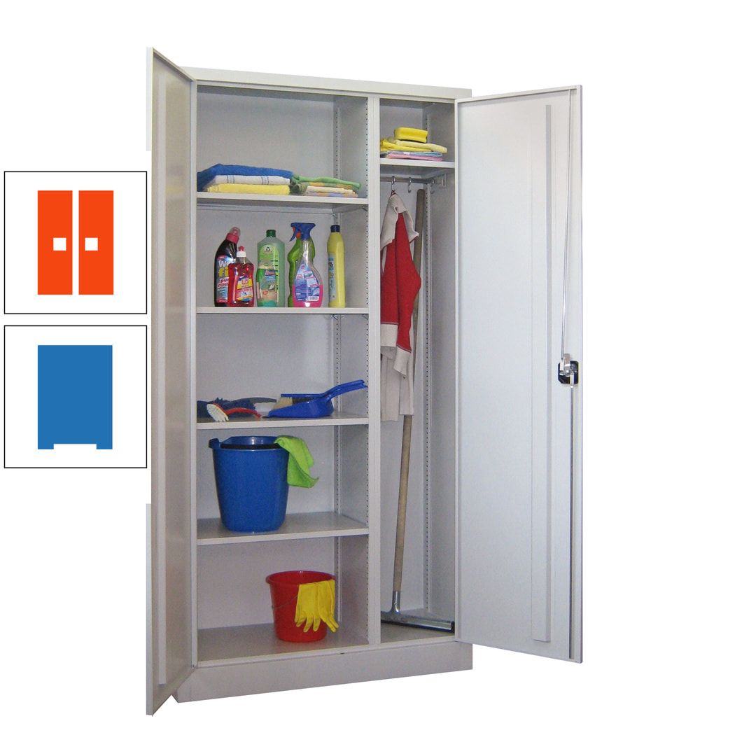 Putzschrank mit Trennwand - 1.950x1.000x400 mm (HxBxT) - Böden pulverbeschichtet - anthrazitgrau