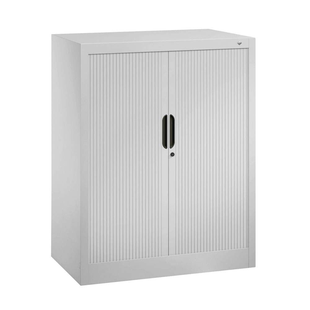 C+P Omnispace, Rollladenschrank, Aktenschrank, Büroschrank, Stahlschrank, abschließbar, 2 Fachböden, Farbe lichtgrau, 1.030 x 1.000 x 420 mm (HxBxT)