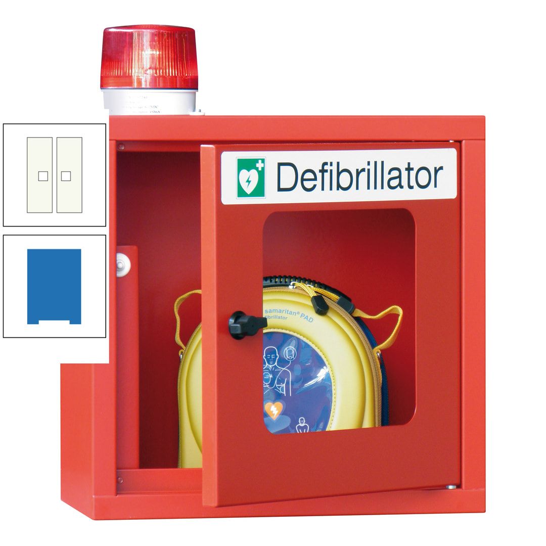 Defibrillatorenschrank mit akustischem und optischem Alarm - 490 x 400 x 200 mm (HxBxT) - Sichtfenster - anthrazitgrau