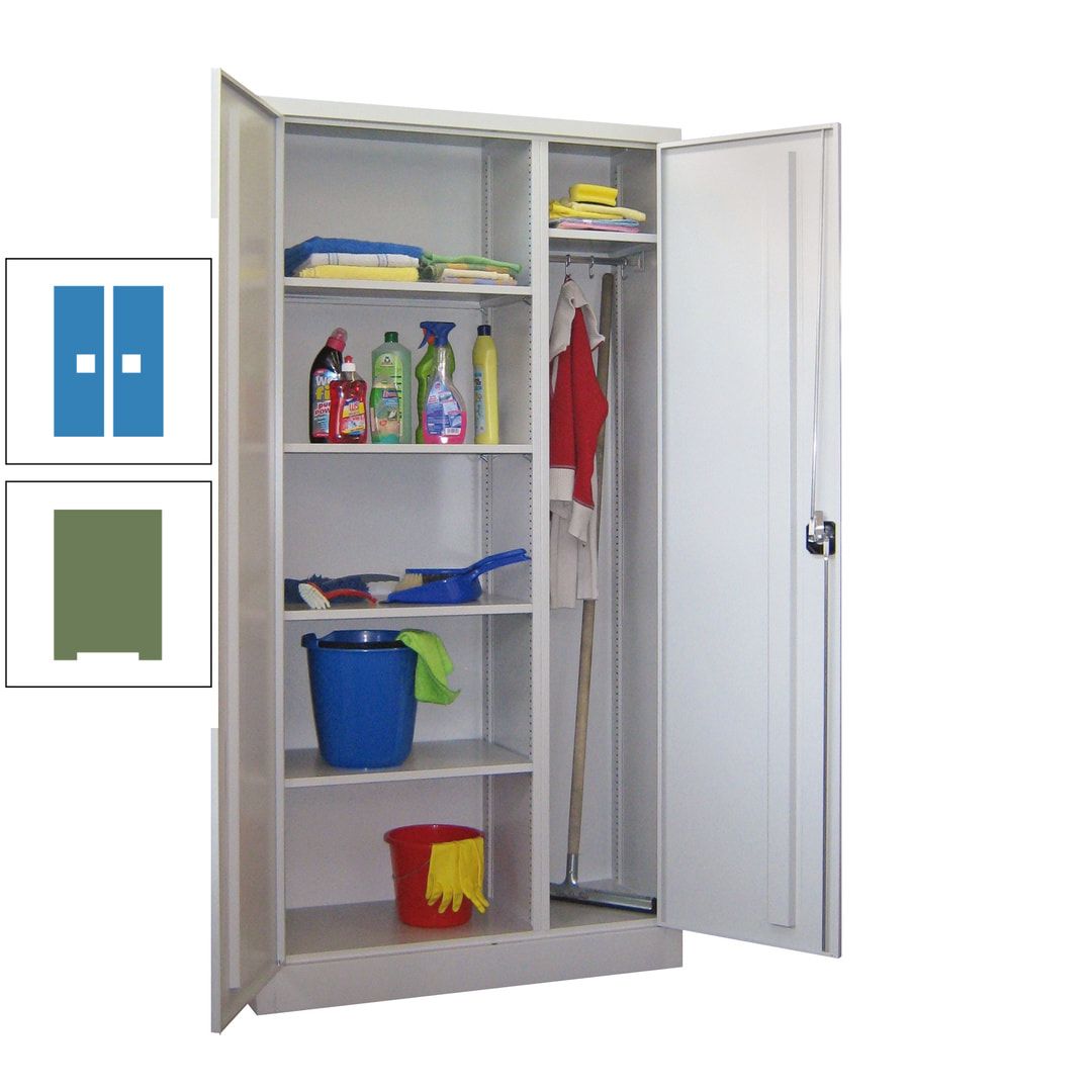 Putzschrank mit Trennwand - 1.950x1.000x400 mm (HxBxT) - Böden pulverbeschichtet - anthrazitgrau