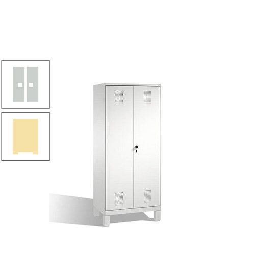 Doppel-Spind, Doppeltüren, Garderobenschrank mit Füßen, 2 Abteile a 400 mm, Korpus anthrazitgrau, Tür anthrazitgrau, 1.850 x 800 x 500 mm (HxBxT)