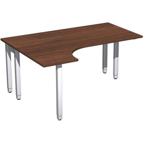 Eckschreibtisch, Ecke links, Füße einseitig verkürzt, 4-Fuß Quadrat Pro, höhenverstellbar, 680-800 x 1.600 x 1.200 mm (HxBxT), Dekor Ahorn