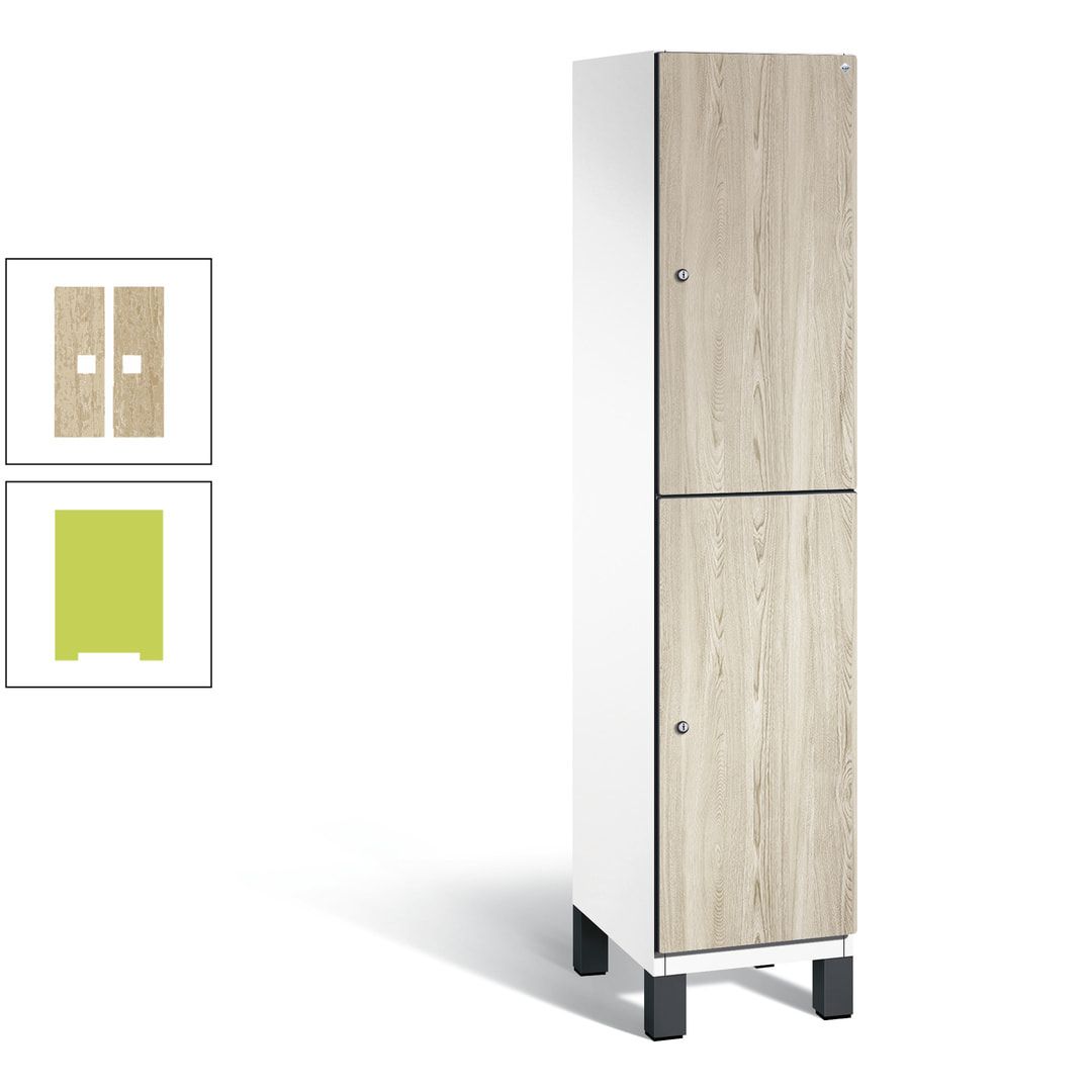 Fächerschrank, Garderobenschrank, mit Füßen, 1 Abteile, 1.980 x 400 x 525 mm (HxBxT), Korpus anthrazitgrau, Tür Donau-Ahorn