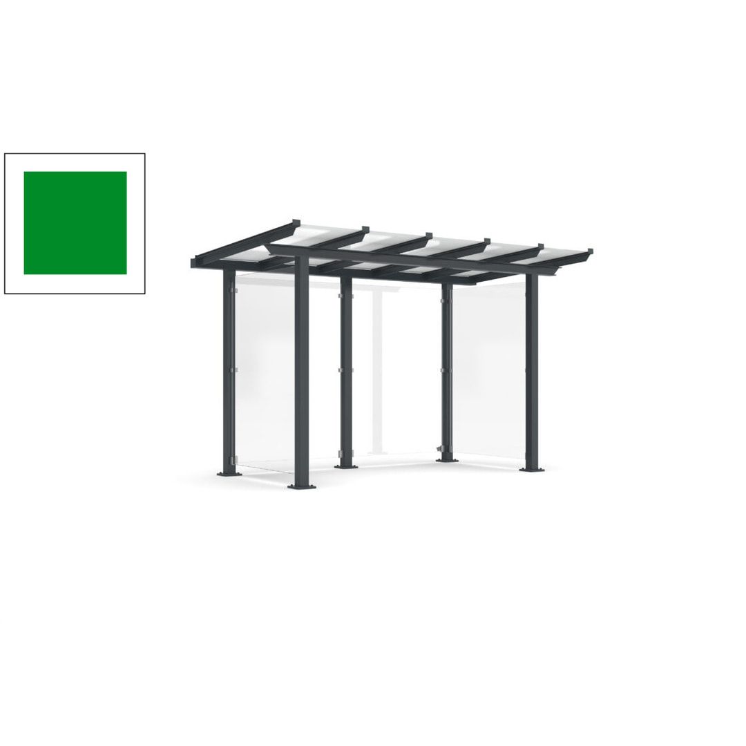 Unterstand mit Pultdach und Sicherheitsglas - feuerverzinkt und farbbeschichtet - 2.435 x 3.850 x 2.090 (HxBxT) - Farbe Achatgrau