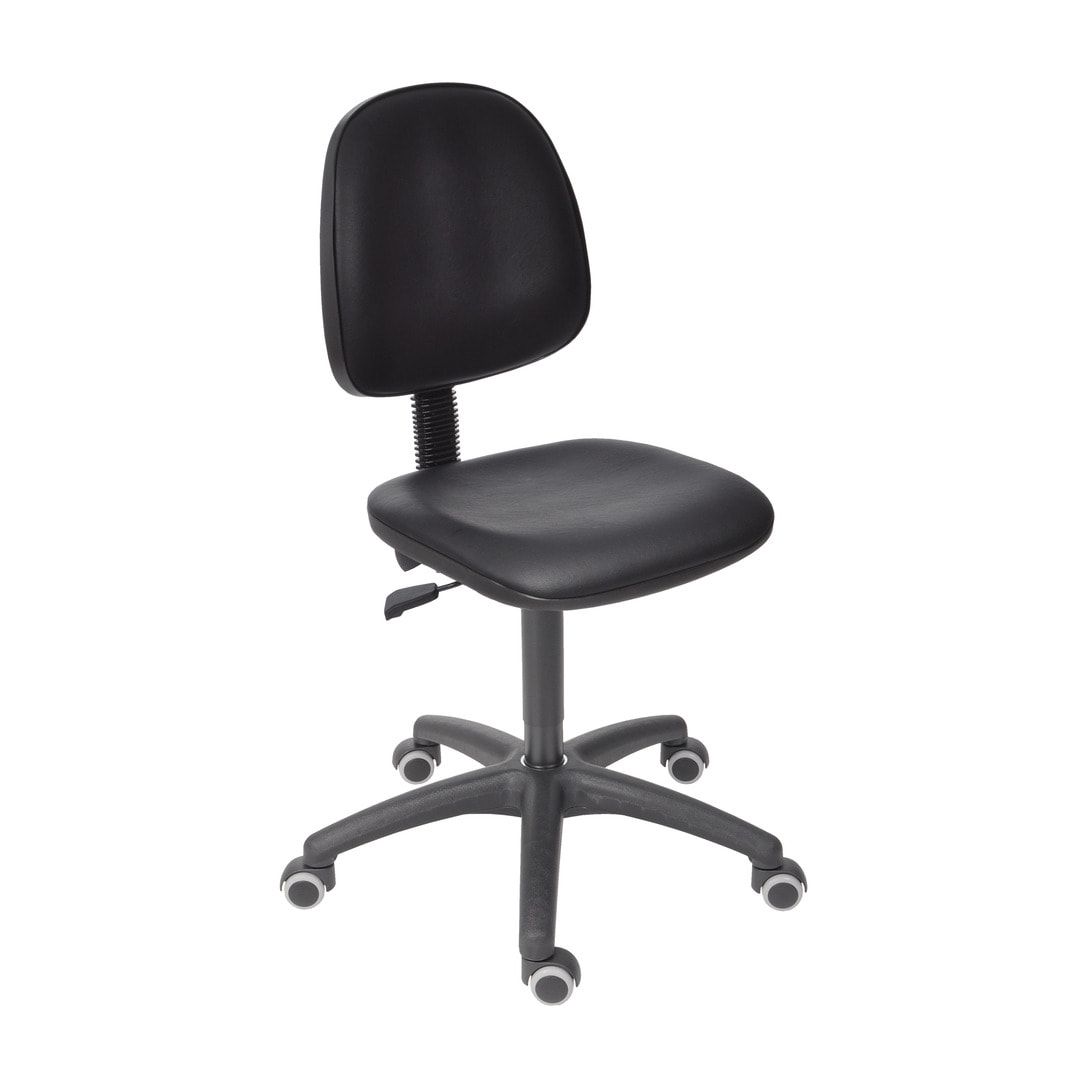 Arbeitsstuhl - Bürostuhl - Sitzhöhe 450 - 640 mm - Kunstleder, schwarz - Rückenlehne groß - Kunststoff-Fußkreuz mit Gleitern