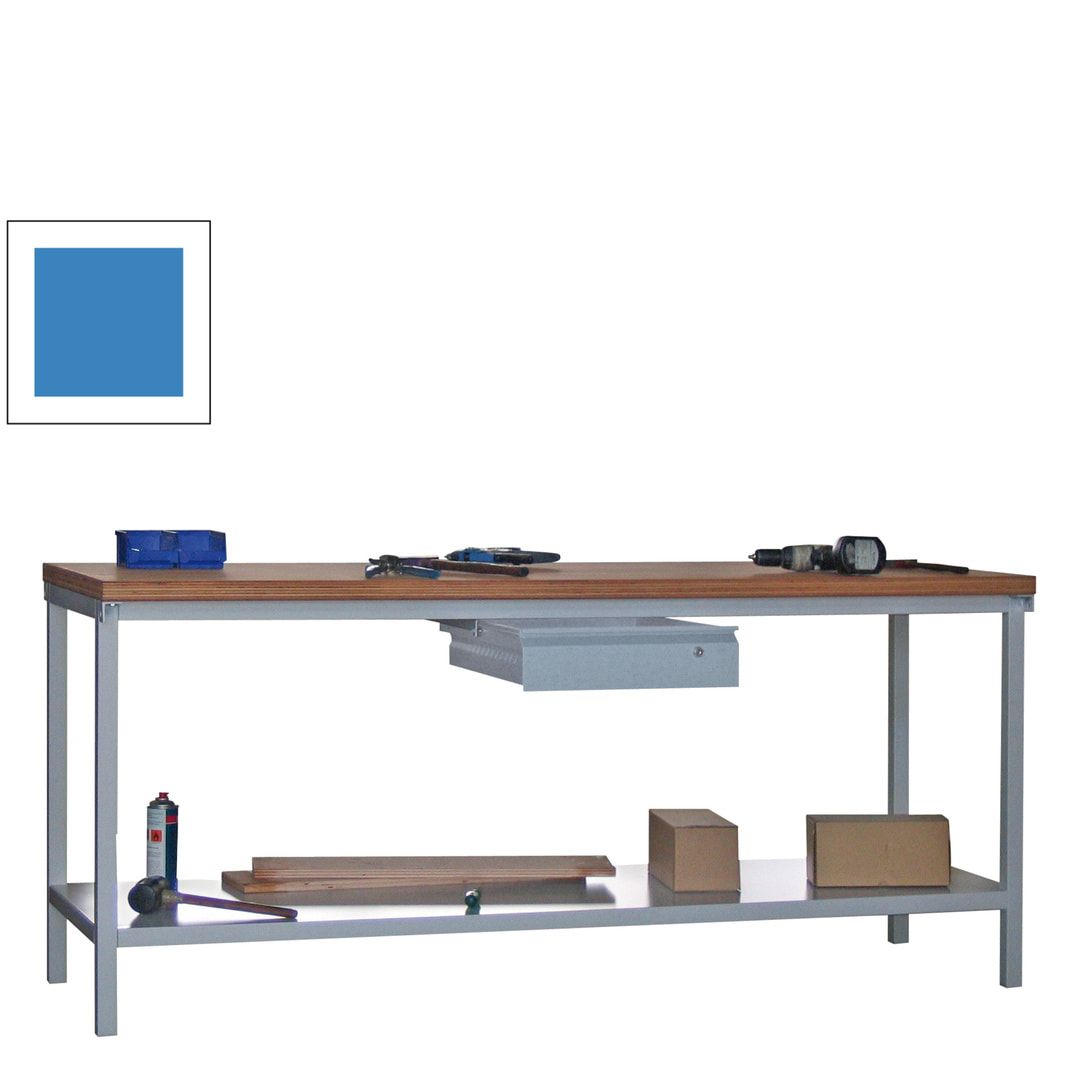 Werkbank mit Ablageboden - 1 Schublade - 900 x 2.000 x 700 mm (HxBxT) - Traglast 1.400 kg - anthrazitgrau