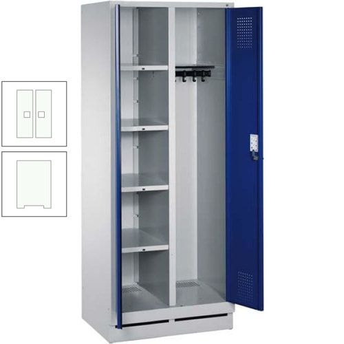 Mehrzweckschrank, Doppeltüren, Füße, 2 Abteile a 300 mm, Korpus anthrazitgrau, Tür anthrazitgrau, 1.800 x 600 x 500 mm (HxBxT)