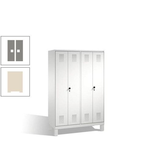 Doppel-Spind, Doppeltüren, Garderobenschrank mit Füßen, 4 Abteile a 300 mm, Korpus anthrazitgrau, Tür anthrazitgrau, 1.850 x 1.200 x 500 mm (HxBxT)