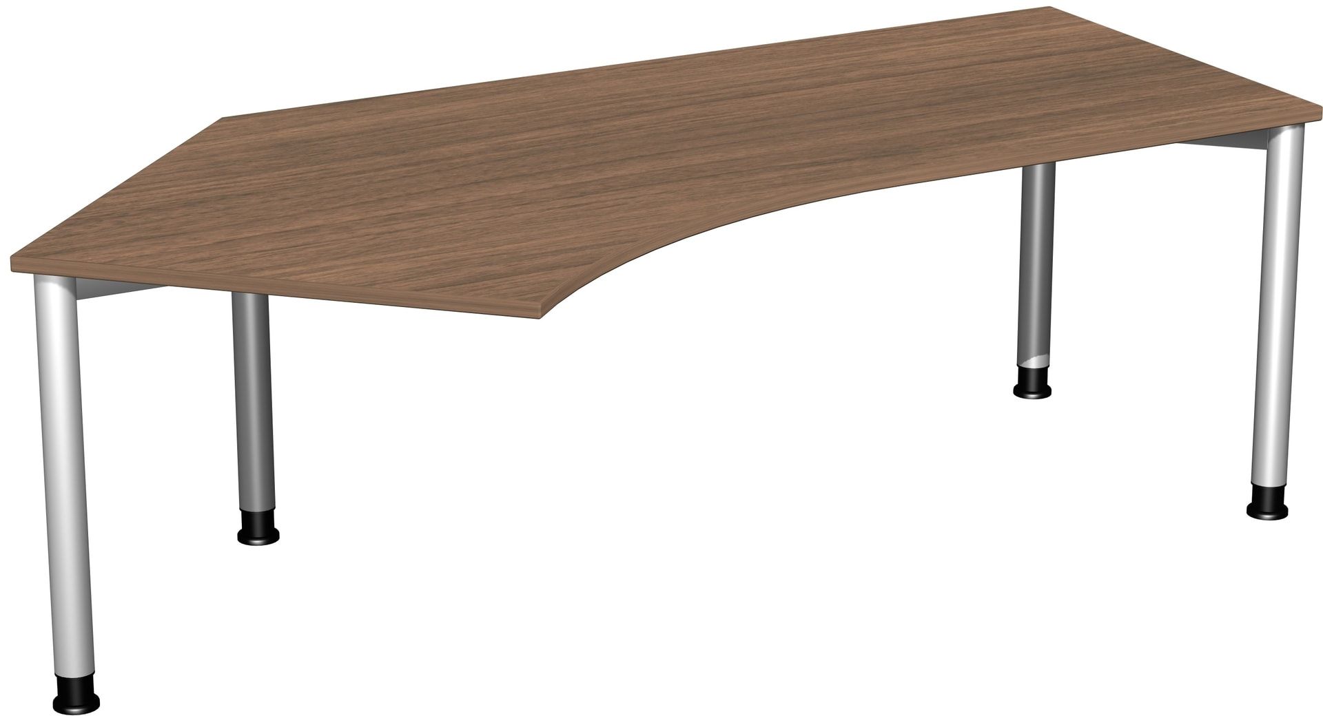 Schreibtisch, einseitig verkürzt, 4-Fuß Flex, Winkel links, höhenverstellbar, 680-800 x 2.166 x 1.130 mm (HxBxT), Gestell anthrazit, Dekor lichtgrau