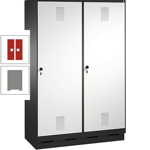 Doppel-Spind, Garderobenschrank, 2 Türen für 4 Abteile a 300 mm, Korpus anthrazitgrau, Türen anthrazitgrau, 1.800 x 1.200 x 500 mm (HxBxT)