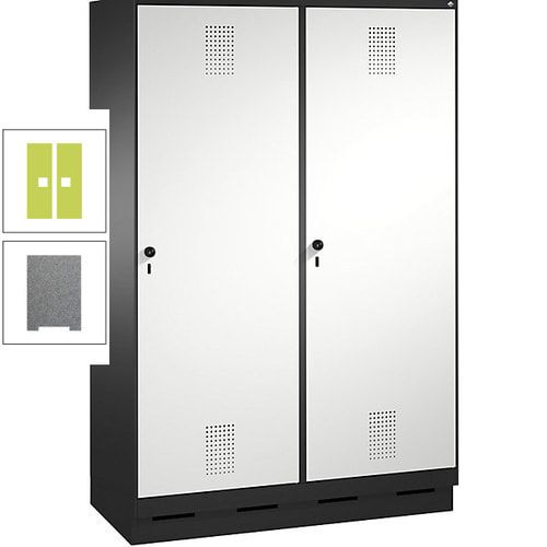 Doppel-Spind, Garderobenschrank, 2 Türen für 4 Abteile a 300 mm, Korpus anthrazitgrau, Türen anthrazitgrau, 1.800 x 1.200 x 500 mm (HxBxT)