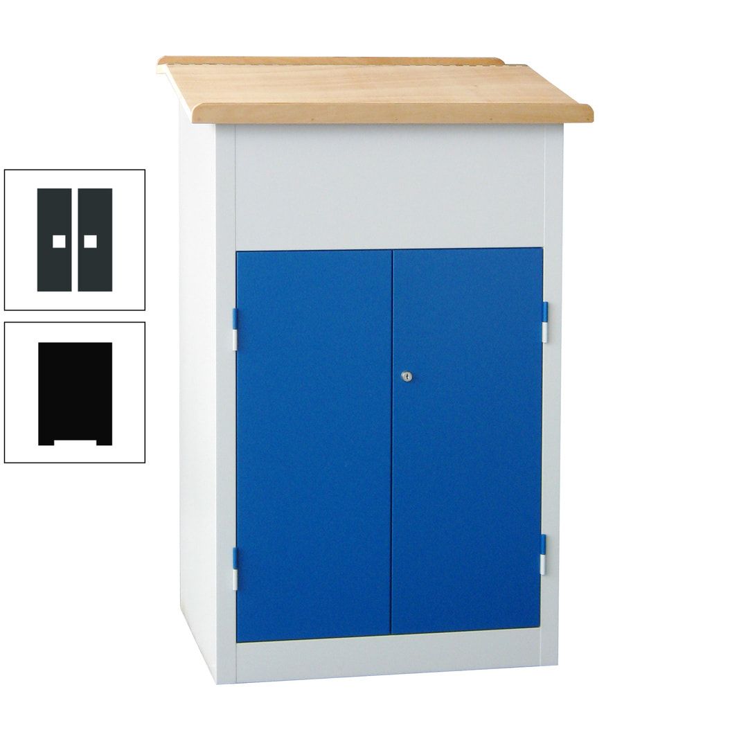Stehpult mit Schrank - Vollblechtür - Zylinderschloss - 2 Böden - 1.200 x 700 x 600 mm (HxBxT) - anthrazitgrau