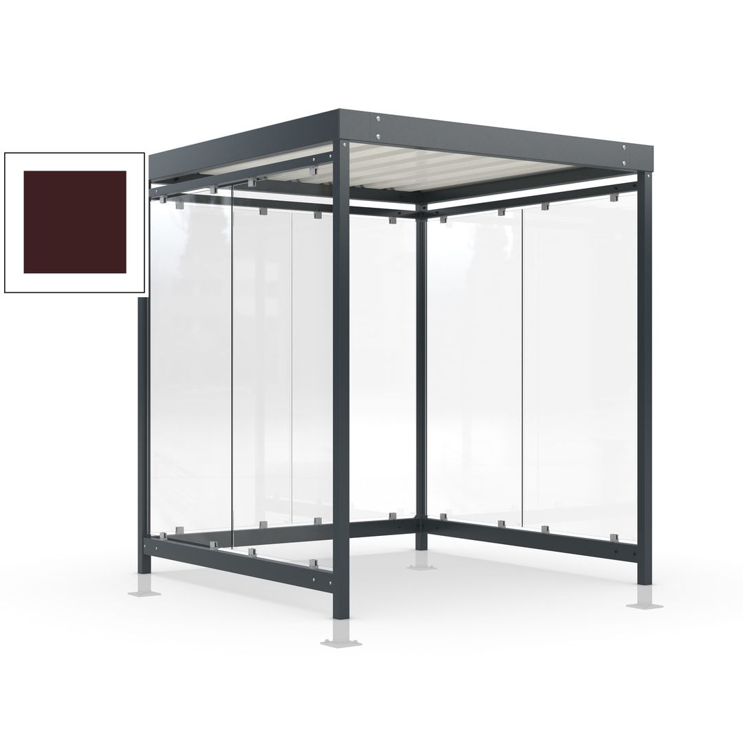 Raucherunterstand, Bushaltestelle, Bausatz, mit Überpflasterung, 6-7 Personen, 6 Wände, 2.440 x 2.165 x 2.165 mm (HxBxT), Achatgrau