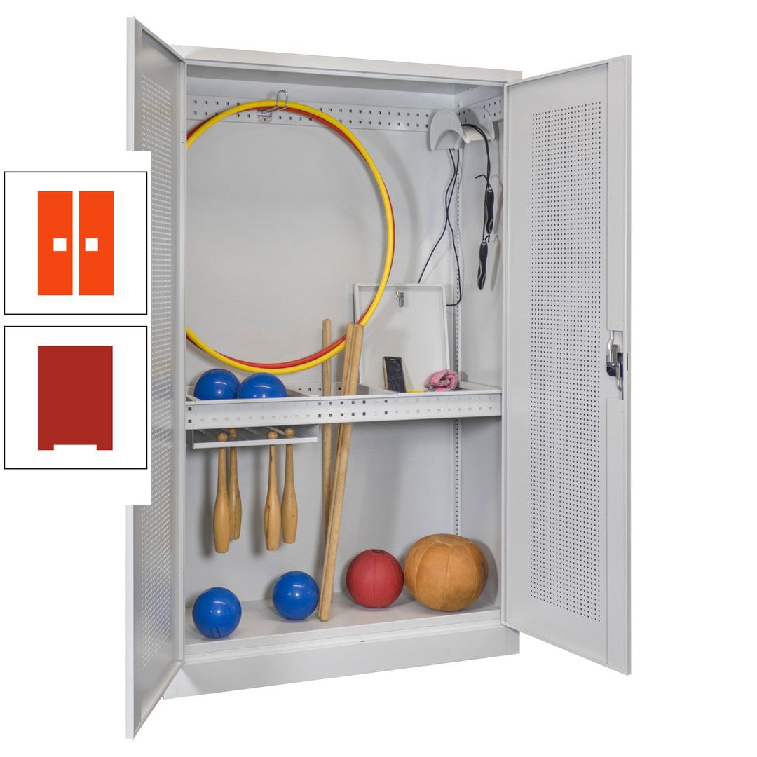 Sportschrank - Lochfeldtüren - Variante 1 - 1.950x1.200x500 mm (HxBxT) - anthrazitgrau