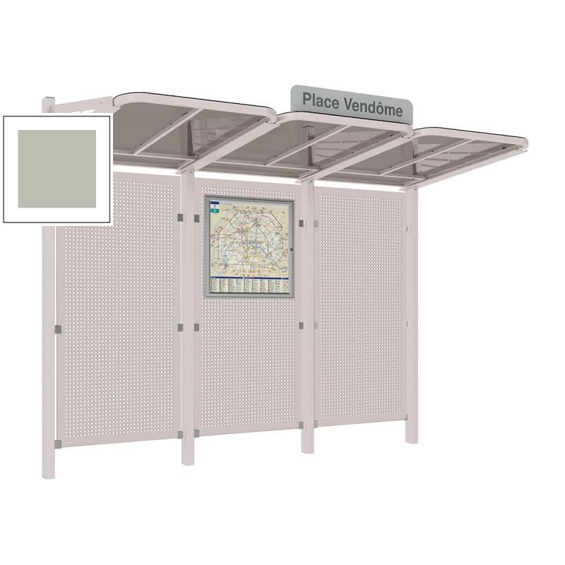 Buswartehalle - Unterstand - Stahlblech Rückwand - Fahrplankasten - Haltestellenschild - 2.200 x 3.000 x 1.500 mm (HxBxT) - enzianblau