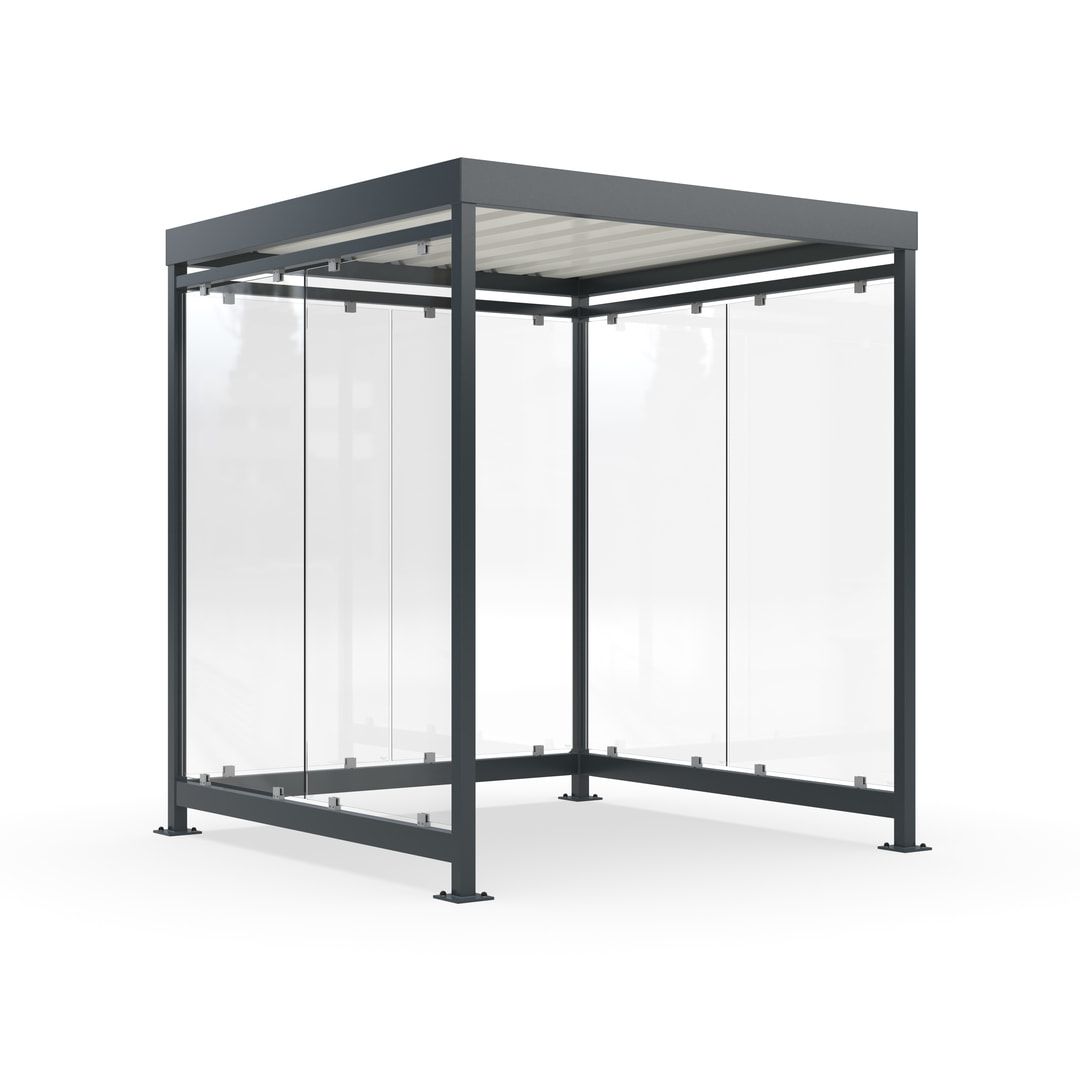 Raucherunterstand, Bushaltestelle, 6-7 Personen, 6 Wände, 2.510 x 2.165 x 2.165 mm (HxBxT), Achatgrau