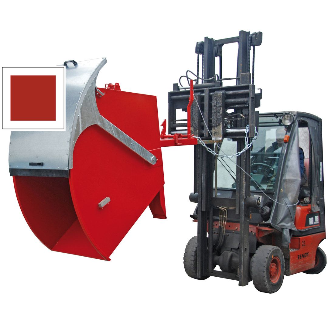 BAUER Kippbehälter mit Runddeckel - 1000 l Volumen - 1500 kg - Sammelbehälter - feuerrot