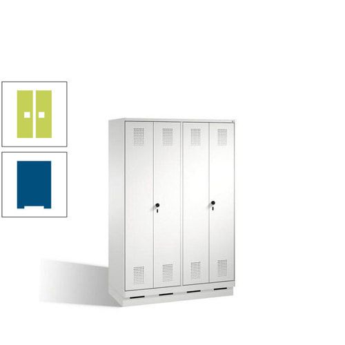Doppel-Spind, Doppeltüren, Garderobenschrank mit Sockel, 4 Abteile a 300 mm, Korpus anthrazitgrau, Tür anthrazitgrau, 1.800 x 1.200 x 500 mm (HxBxT)