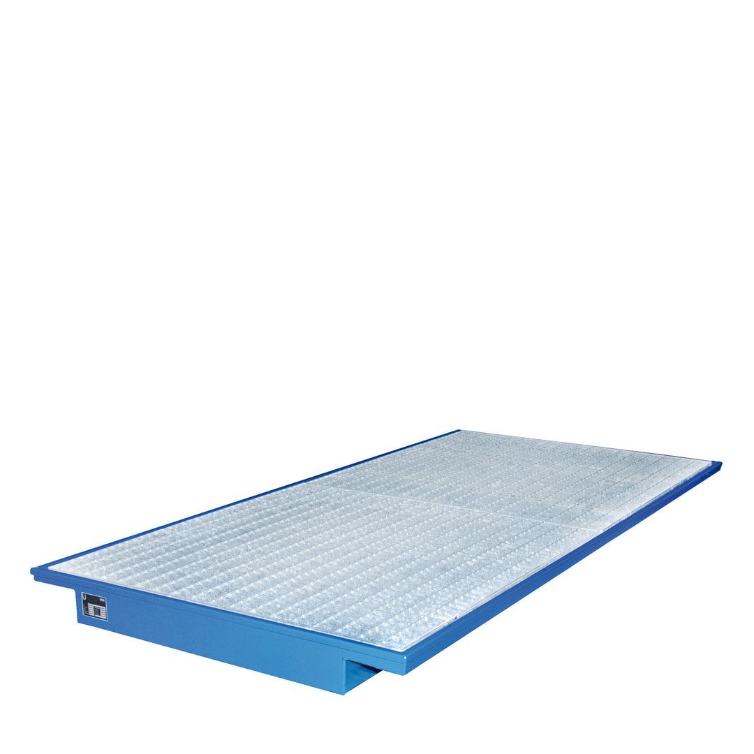 BAUER Einhänge-Regalwanne für Palettenregale mit Gitterrost - (BxT) 1.750 x 1.250 mm - Volumen 200 l - feuerrot
