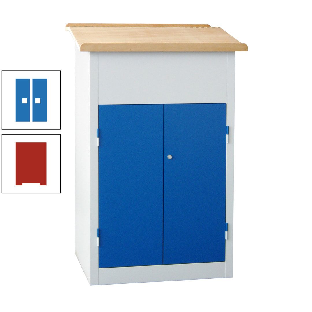 Stehpult mit Schrank - Vollblechtür - Zylinderschloss - 2 Böden - 1.200 x 700 x 600 mm (HxBxT) - anthrazitgrau